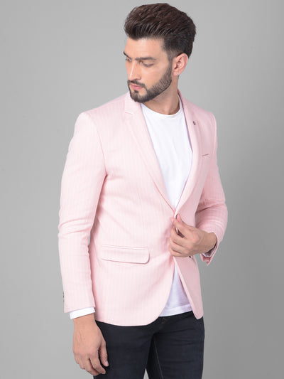 Pink Pin-Stripe Blazer-Men Blazers-Crimsoune Club