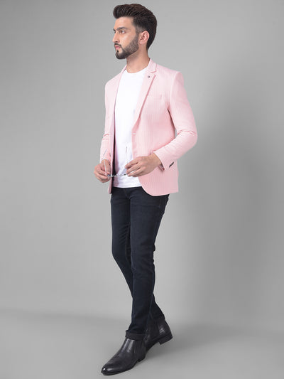 Pink Pin-Stripe Blazer-Men Blazers-Crimsoune Club