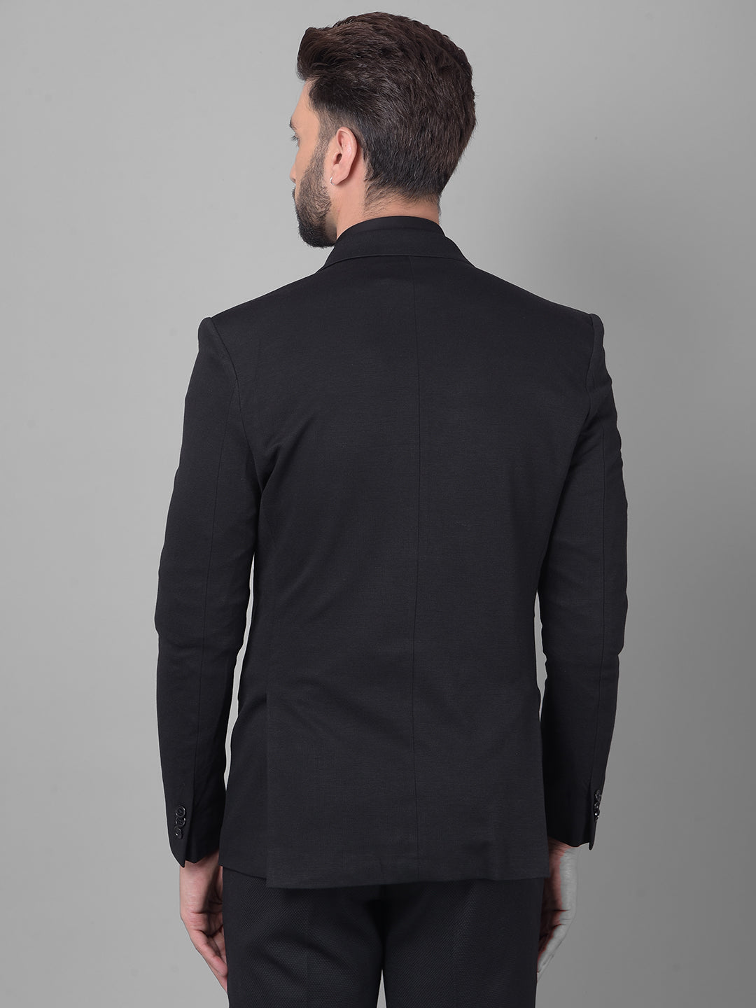 Black Single Breasted Blazer-Men Blazers-Crimsoune Club