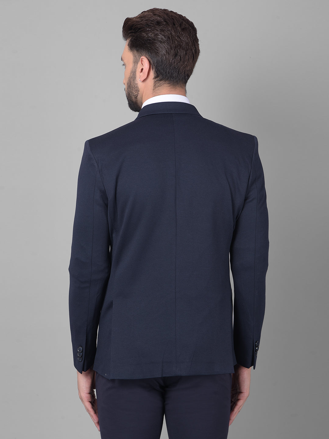 Navy Blue Single Breasted Blazer-Men Blazers-Crimsoune Club