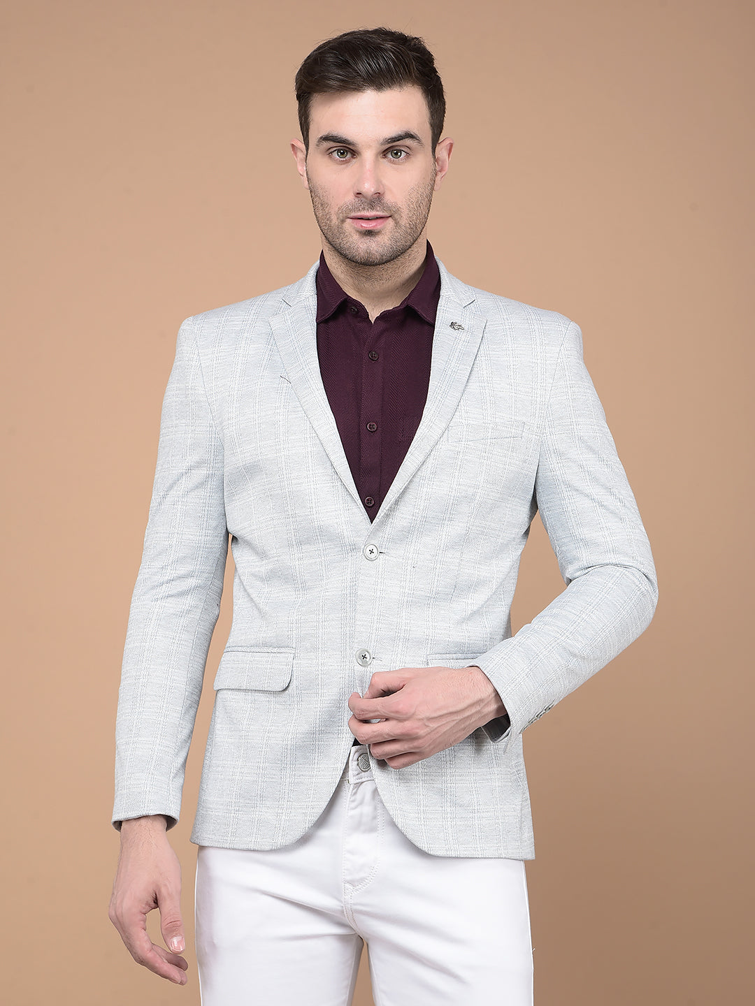 Cream Pin-Stripe Blazer-Men Blazers-Crimsoune Club