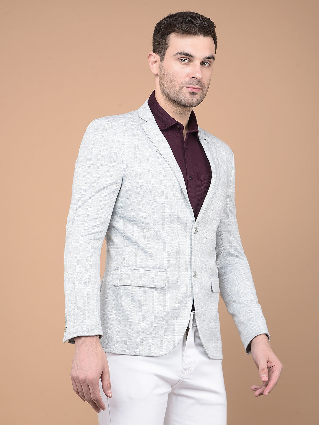 Cream Pin-Stripe Blazer-Men Blazers-Crimsoune Club