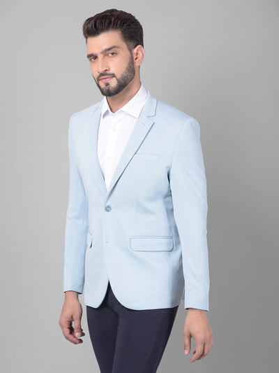 Blue Single Breasted Blazer-Men Blazers-Crimsoune Club