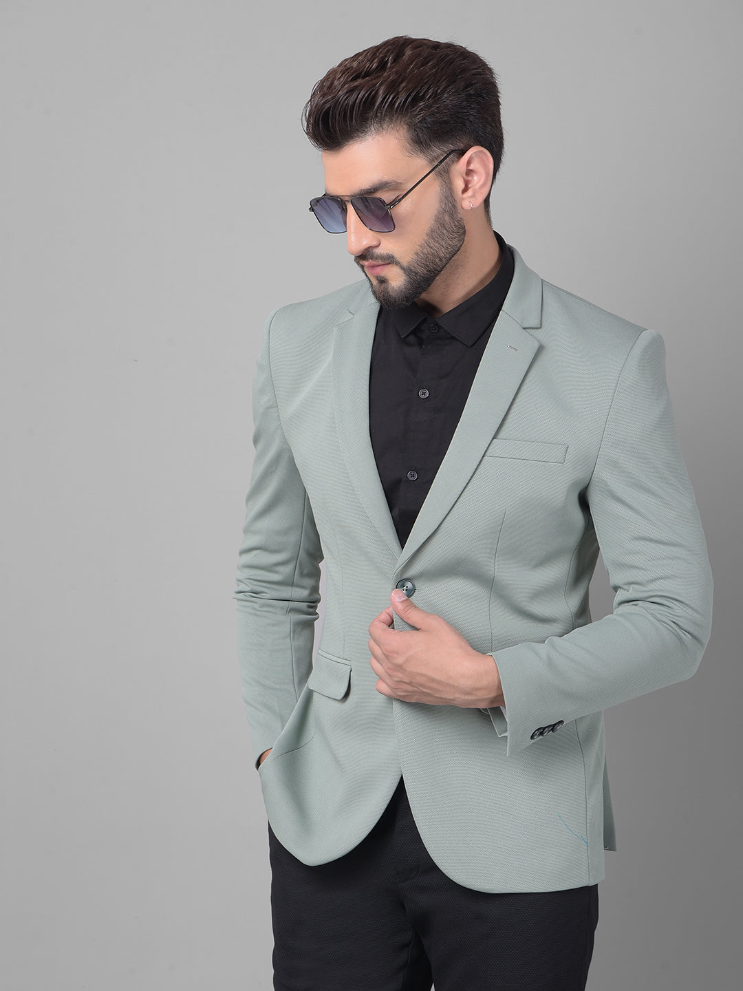 Olive Single Breasted Blazer-Men Blazers-Crimsoune Club