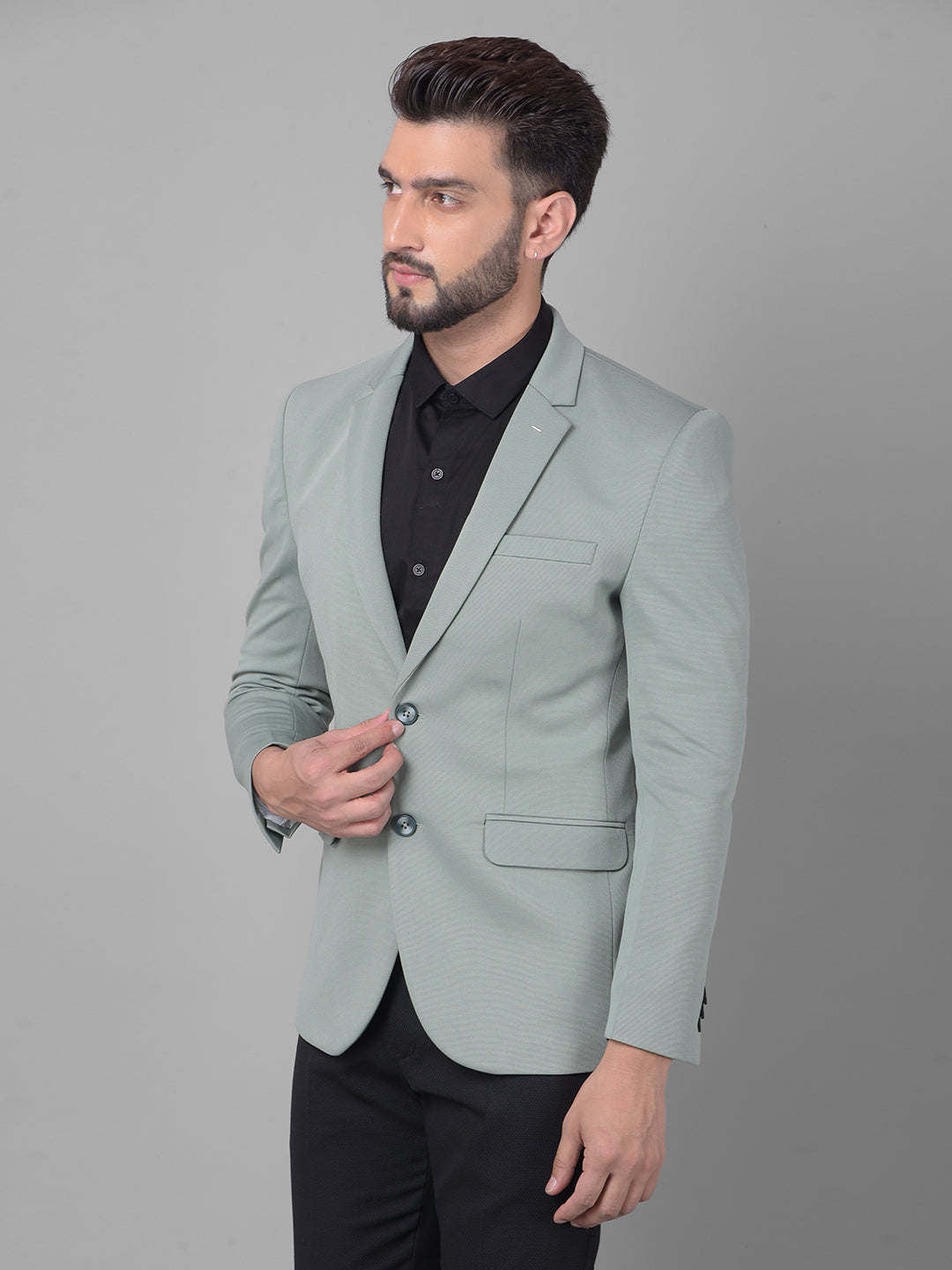 Olive Single Breasted Blazer-Men Blazers-Crimsoune Club