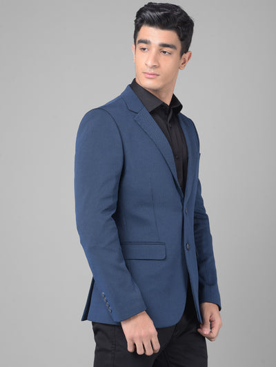 Navy Blue Single Breasted Blazer-Men Blazers-Crimsoune Club