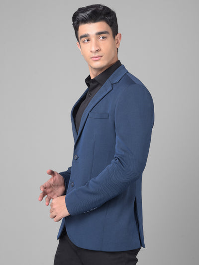 Navy Blue Single Breasted Blazer-Men Blazers-Crimsoune Club