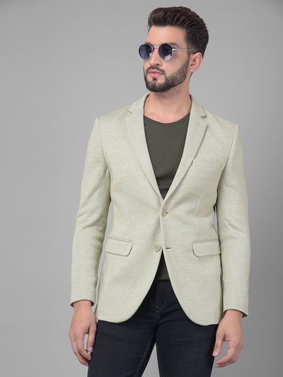 Olive Single Breasted Blazer-Men Blazers-Crimsoune Club