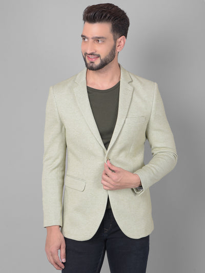 Olive Single Breasted Blazer-Men Blazers-Crimsoune Club