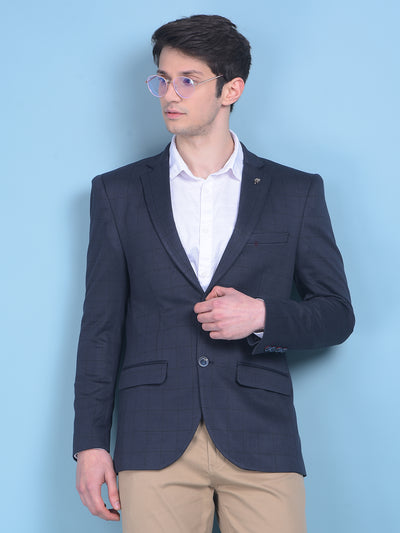 Grey Checked Single Breasted Blazer-Men Blazers-Crimsoune Club