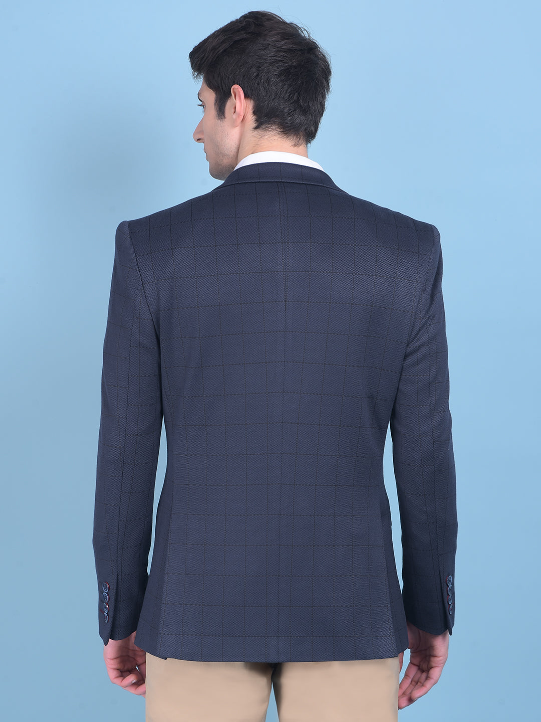 Grey Checked Single Breasted Blazer-Men Blazers-Crimsoune Club