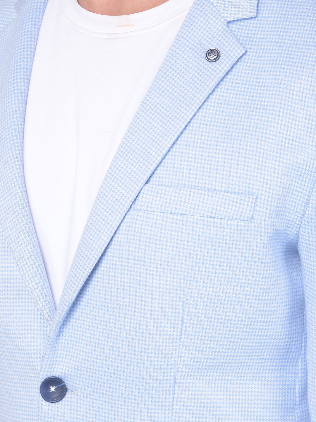 Blue Checked Single Breasted Blazer-Men Blazers-Crimsoune Club