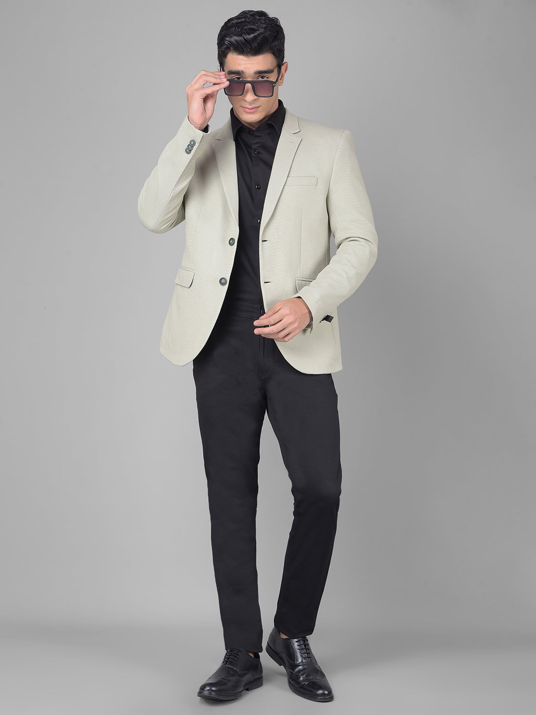 Green Single Breasted Blazer-Men Blazers-Crimsoune Club