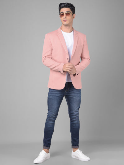 Peach Single Breasted Blazer-Men Blazers-Crimsoune Club