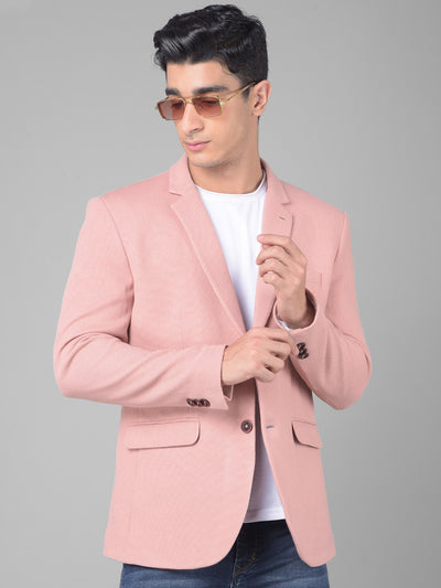 Peach Single Breasted Blazer-Men Blazers-Crimsoune Club