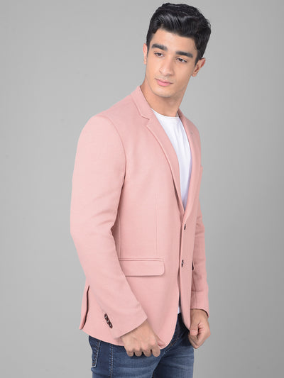 Peach Single Breasted Blazer-Men Blazers-Crimsoune Club