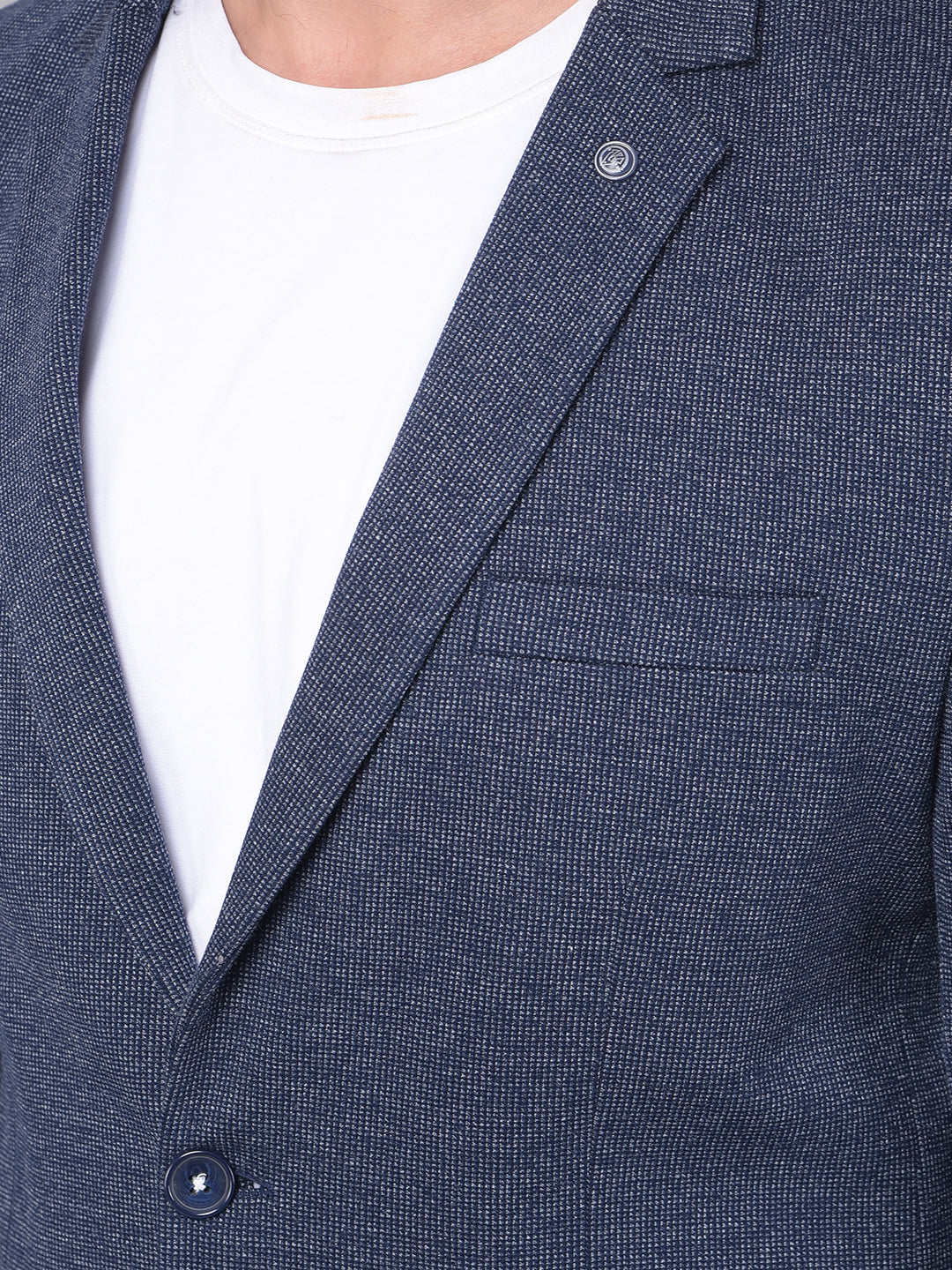 Navy Blue Single Breasted Blazer-Men Blazers-Crimsoune Club