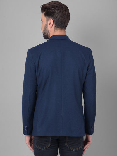 Navy Blue Single Breasted Blazer-Men Blazers-Crimsoune Club