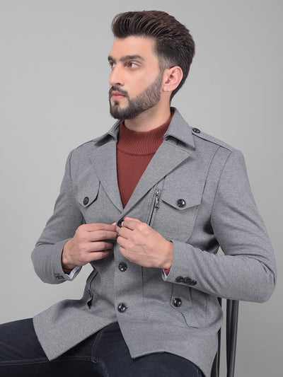 Grey Overcoat-Men Coats-Crimsoune Club