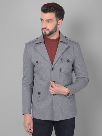 Grey Overcoat-Men Coats-Crimsoune Club