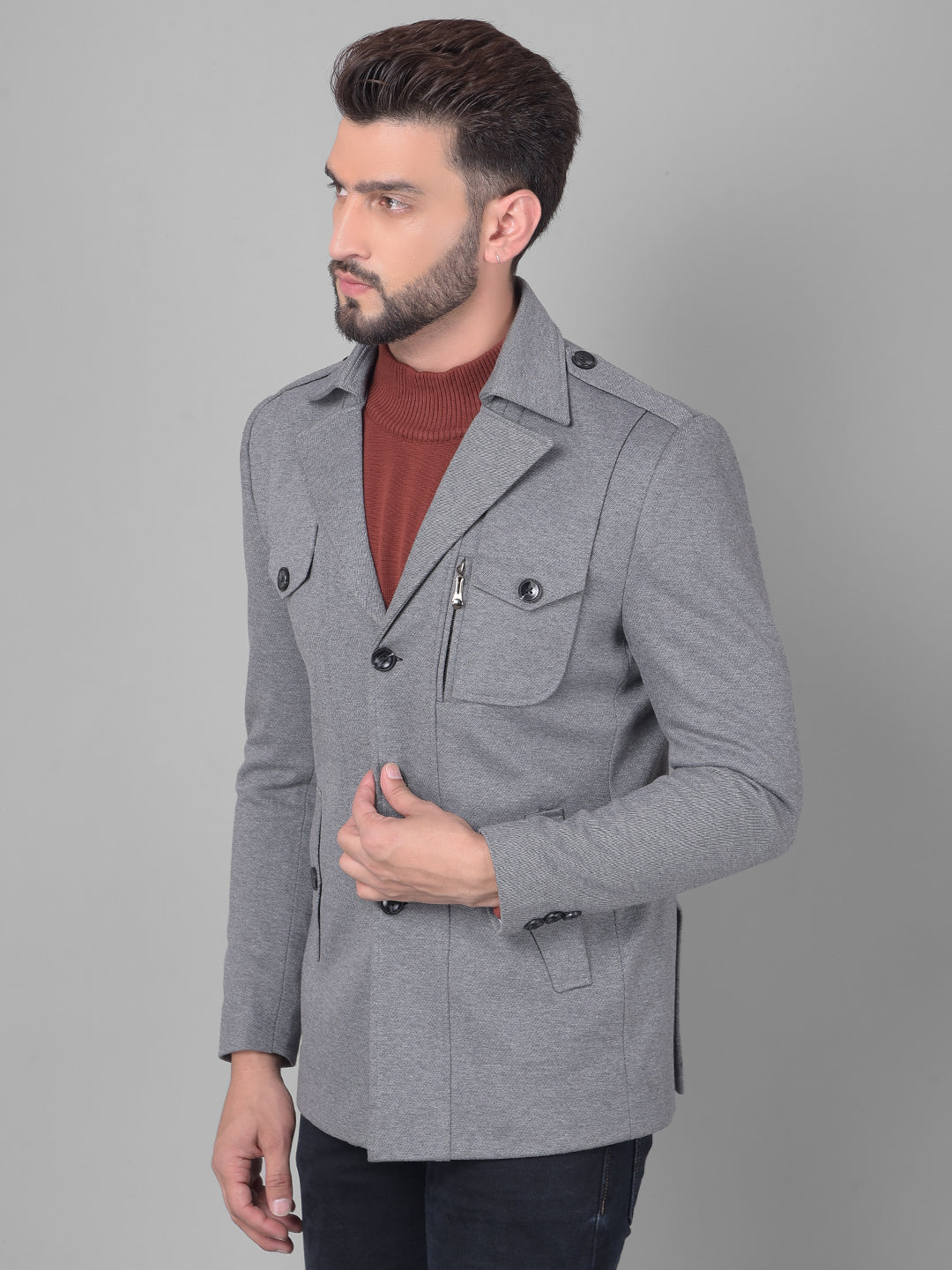 Grey Overcoat-Men Coats-Crimsoune Club