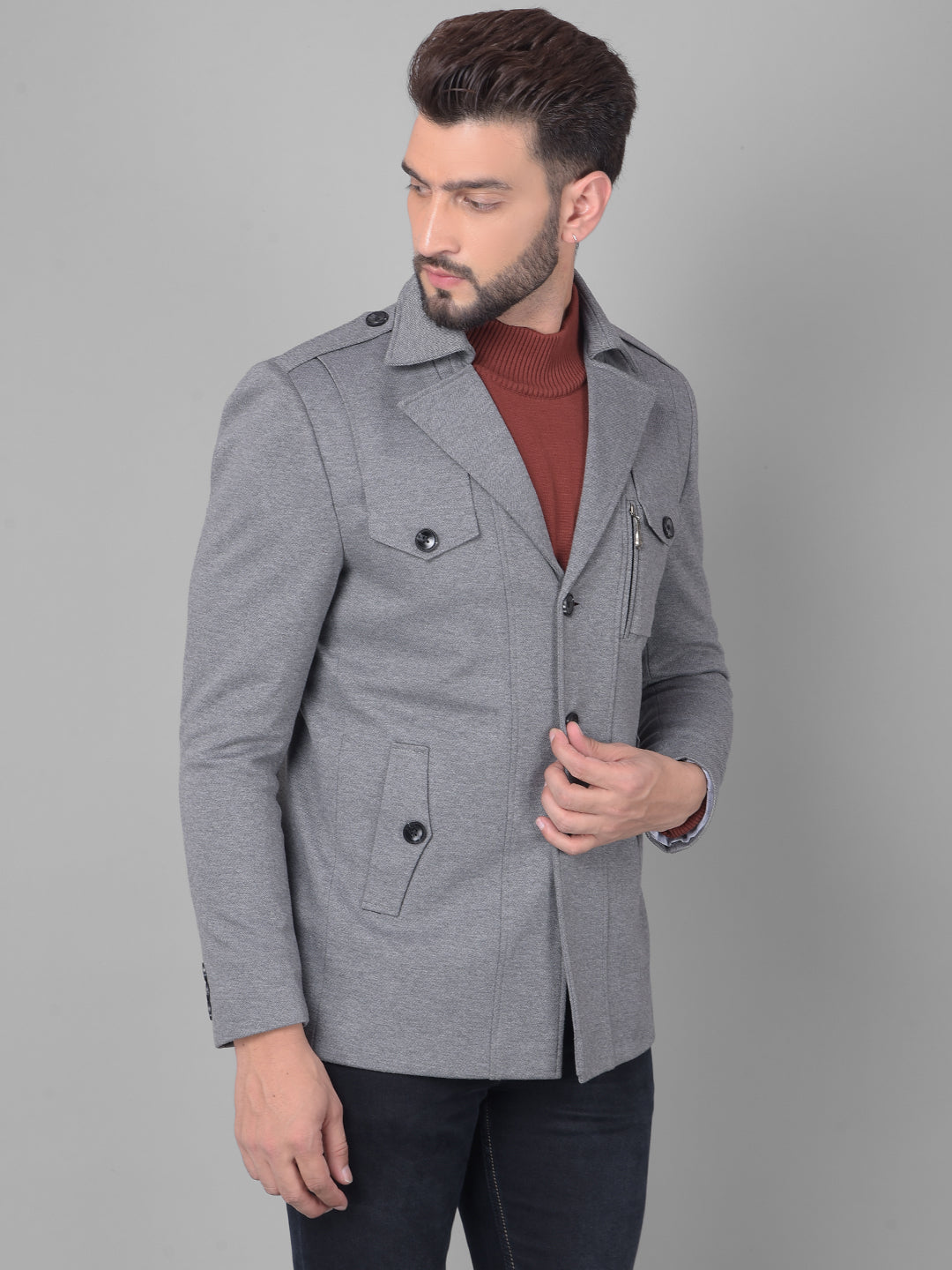 Grey Overcoat-Men Coats-Crimsoune Club