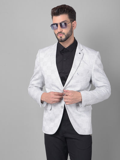 Grey Checked Single Breasted Blazer-Men Blazers-Crimsoune Club