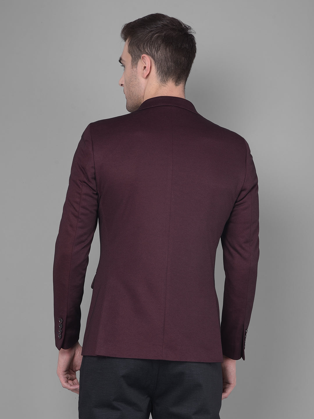 Wine Single Breasted Blazer-Men Blazers-Crimsoune Club