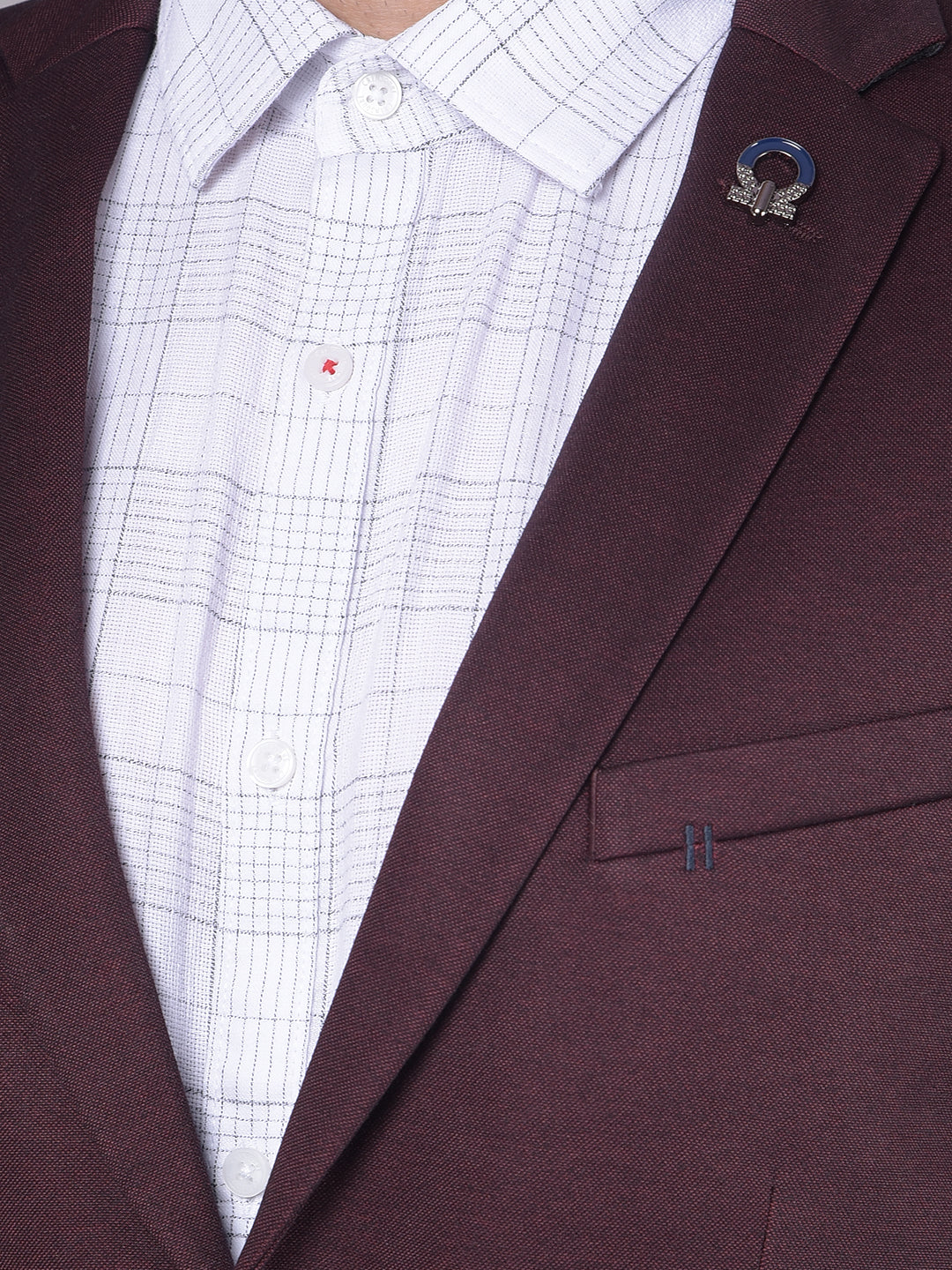 Wine Single Breasted Blazer-Men Blazers-Crimsoune Club