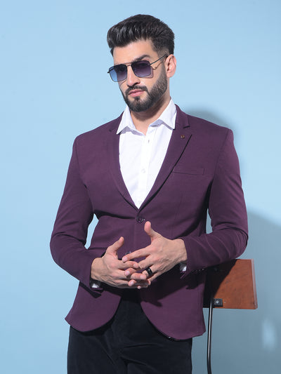 Wine Single-Breasted Blazer-Men Blazers-Crimsoune Club