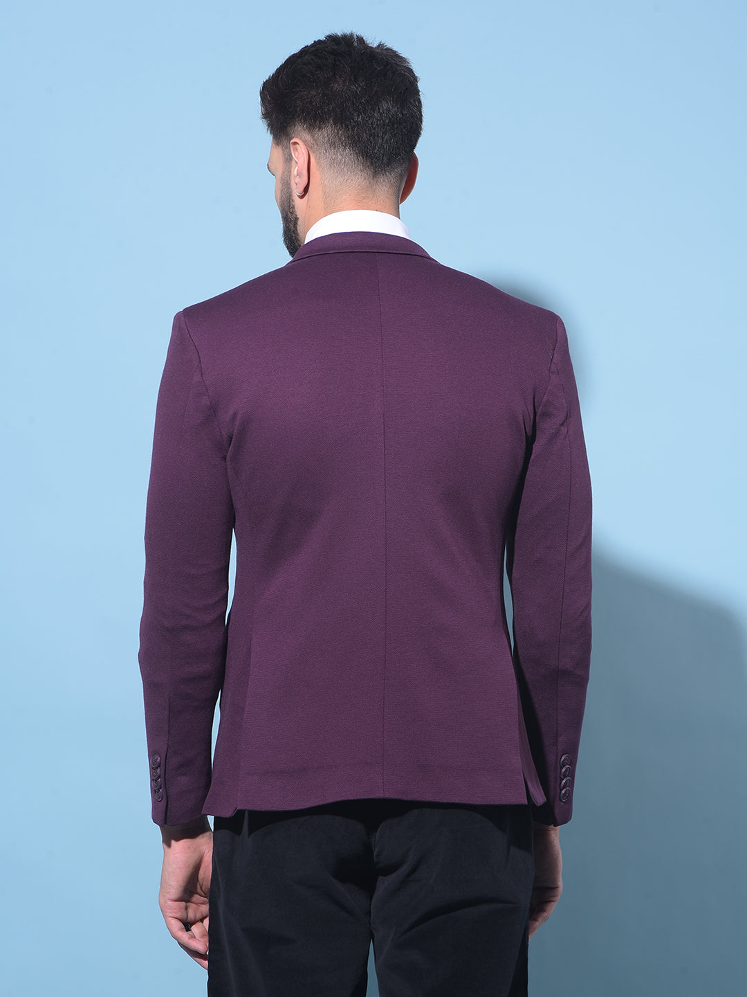 Wine Single-Breasted Blazer-Men Blazers-Crimsoune Club