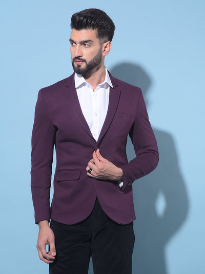 Wine Single-Breasted Blazer-Men Blazers-Crimsoune Club