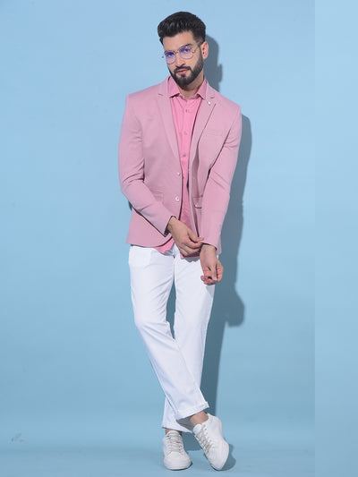 Pink Single-Breasted Blazer-Men Blazers-Crimsoune Club