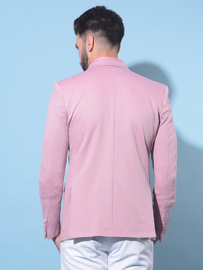 Pink Single-Breasted Blazer-Men Blazers-Crimsoune Club