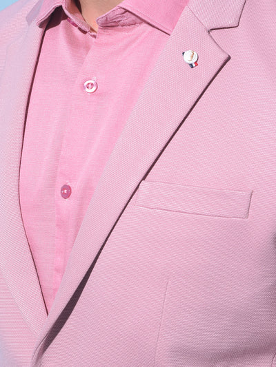 Pink Single-Breasted Blazer-Men Blazers-Crimsoune Club