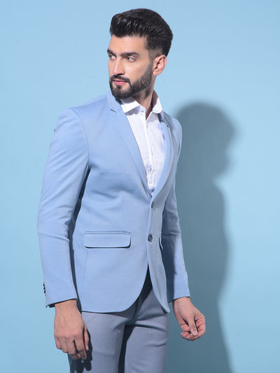 Blue Single-Breasted Blazer-Men Blazers-Crimsoune Club