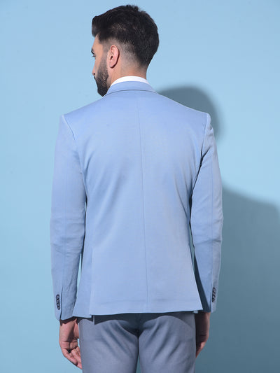 Blue Single-Breasted Blazer-Men Blazers-Crimsoune Club