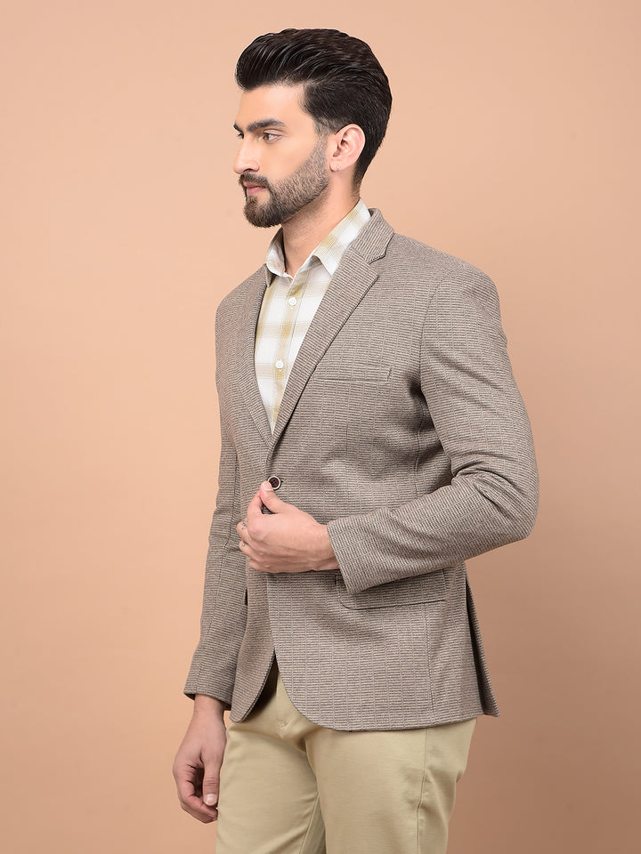 Brown Single Breasted Blazer-Men Blazers-Crimsoune Club