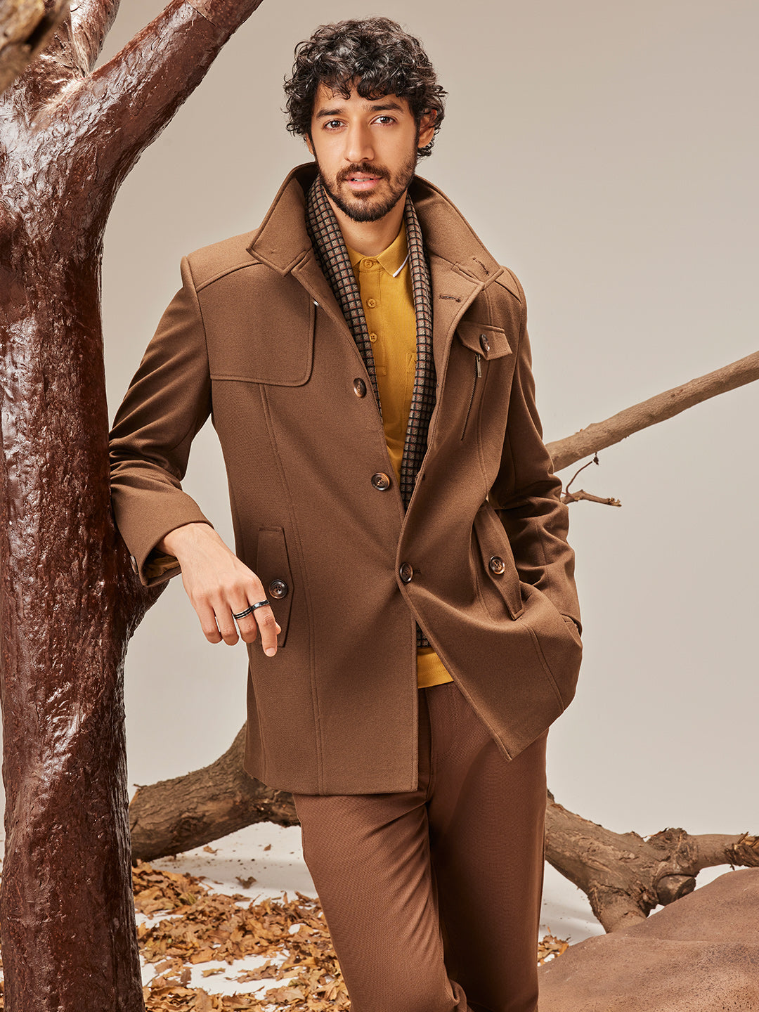 Brown Overcoat-Men Coats-Crimsoune Club
