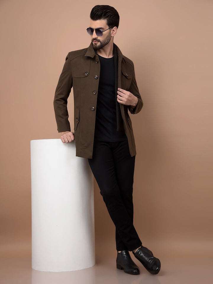 Brown Overcoat-Men Coats-Crimsoune Club