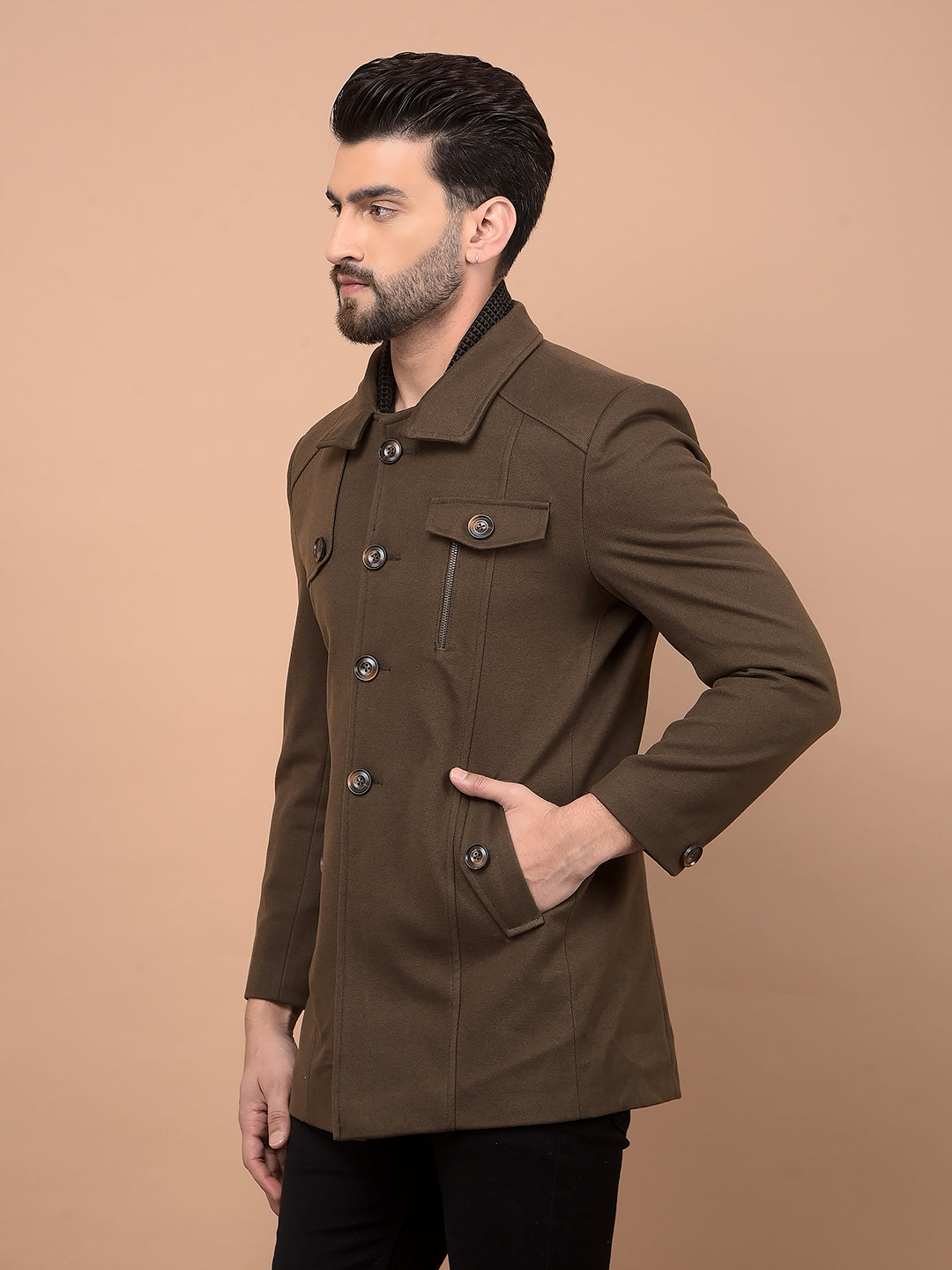Brown Overcoat-Men Coats-Crimsoune Club