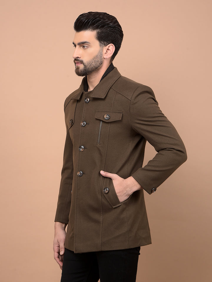 Brown Overcoat-Men Coats-Crimsoune Club