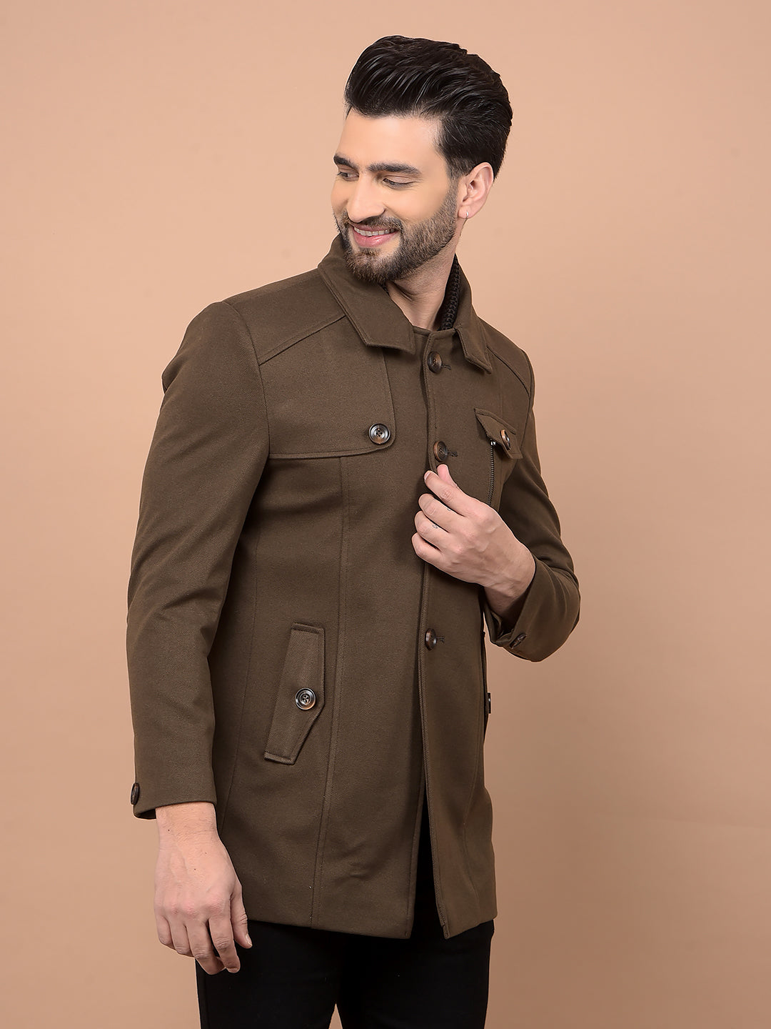 Brown Overcoat-Men Coats-Crimsoune Club
