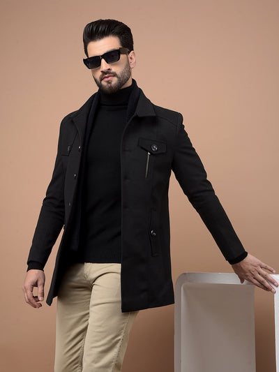 Black Overcoat-Men Coats-Crimsoune Club