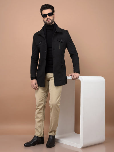 Black Overcoat-Men Coats-Crimsoune Club