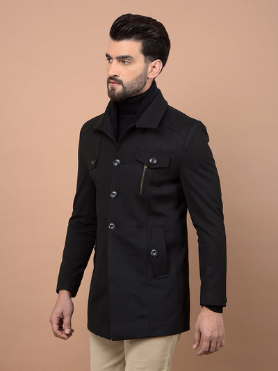 Black Overcoat-Men Coats-Crimsoune Club