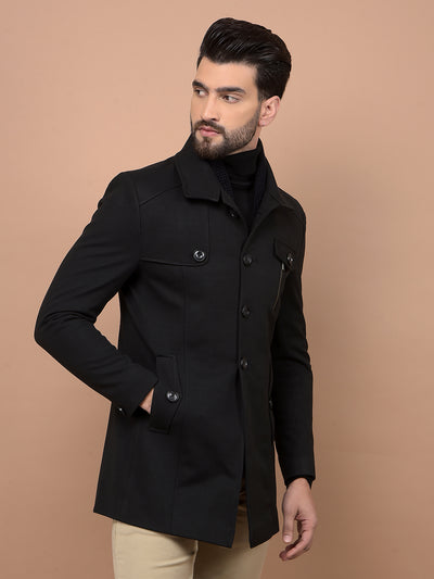 Black Overcoat-Men Coats-Crimsoune Club