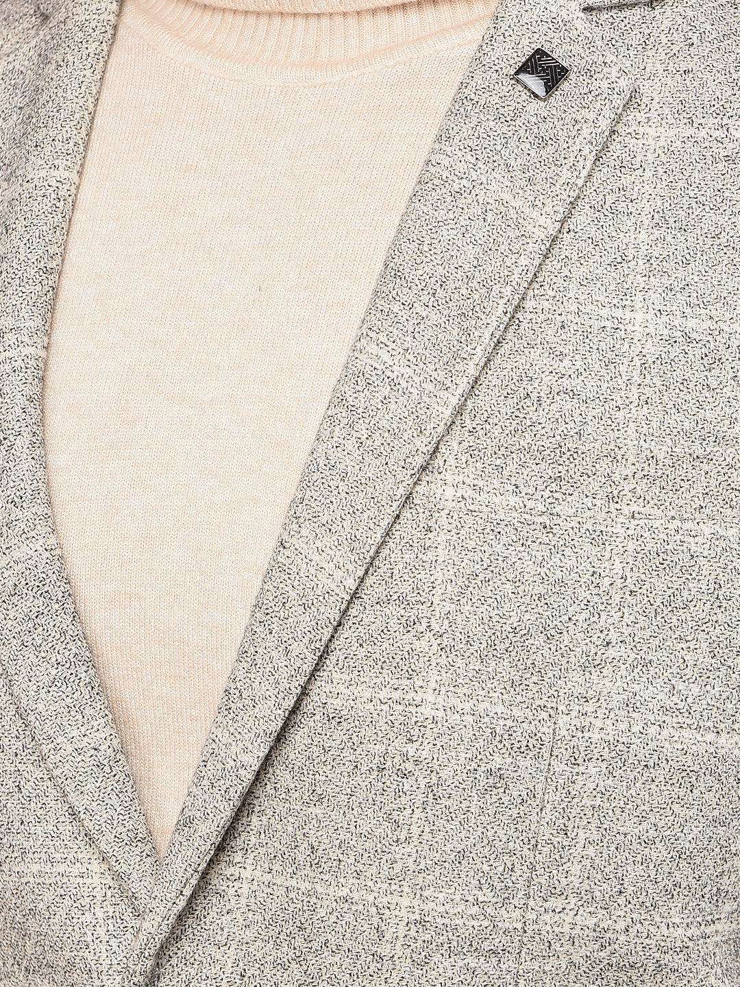 Beige Checked Single Breasted Blazer-Men Blazers-Crimsoune Club