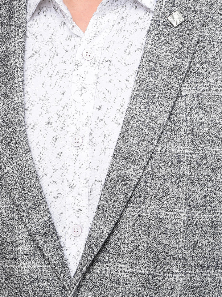 Grey Checked Single Breasted Blazer-Men Blazers-Crimsoune Club
