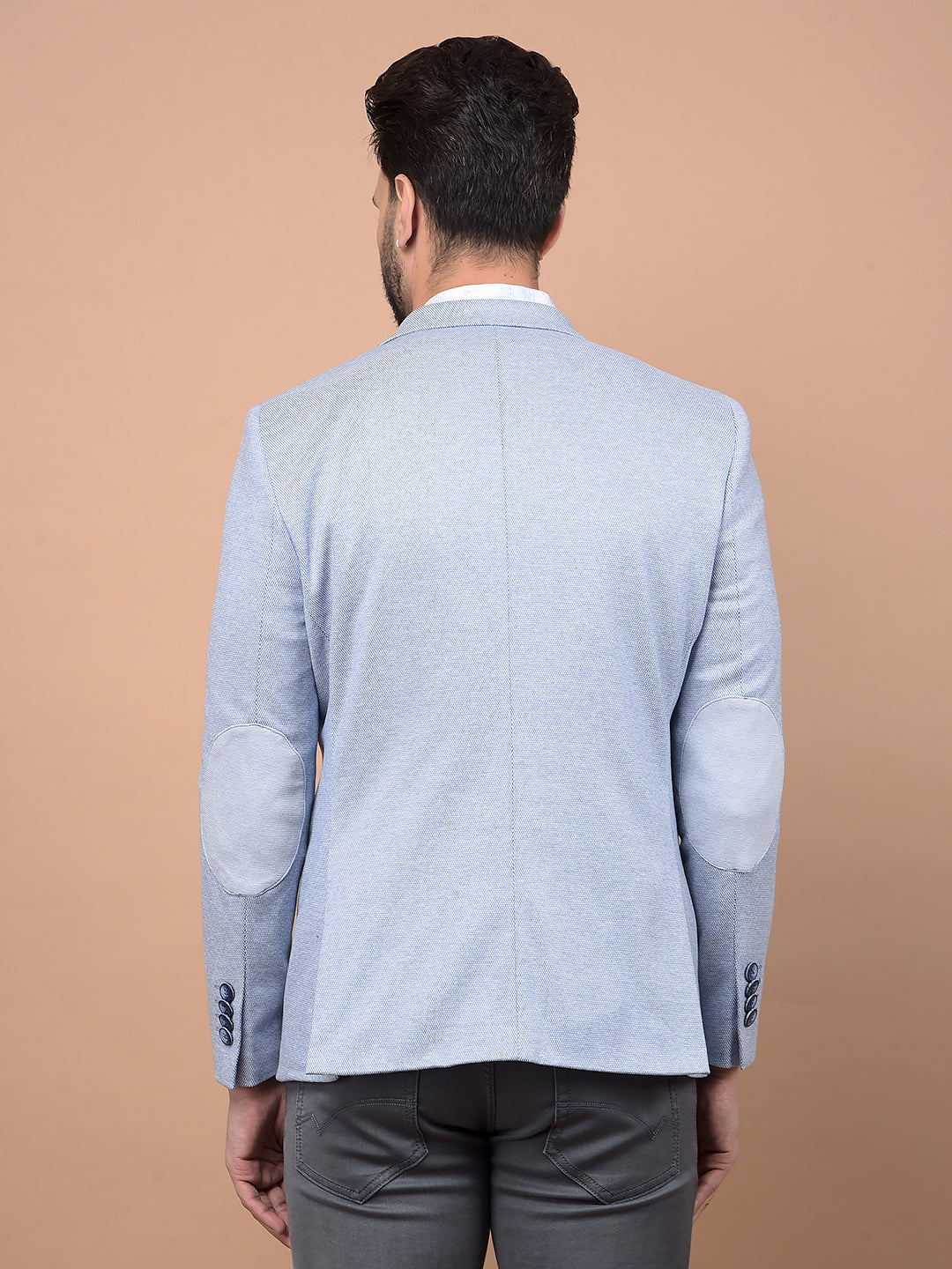 Blue Single Breasted Blazer-Men Blazers-Crimsoune Club